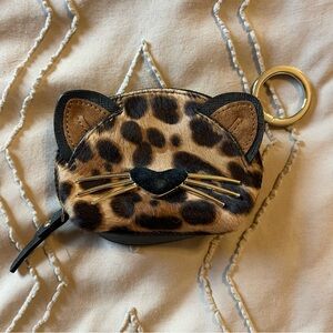 KATE SPADE Run Wild Leopard Dumpling Cat Coin Purse NWT